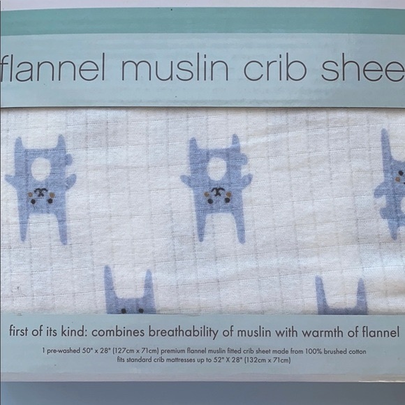 👶🏻 ADEN ANAIS MUSLIN FITTED CRIB SHEET BLUE BUNNY - Picture 2 of 7